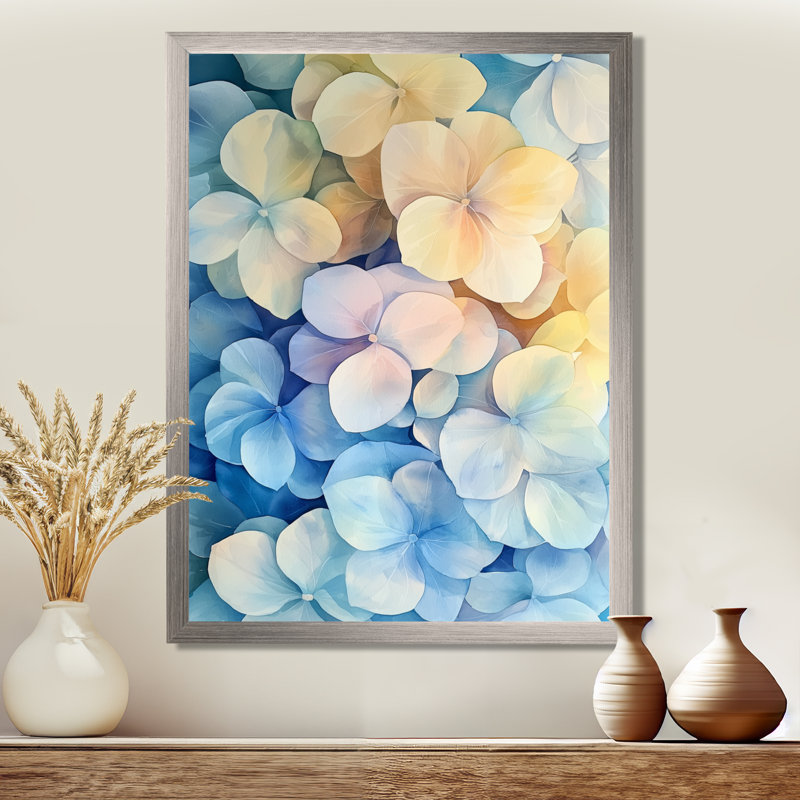 Rachel - Impressions sur toile florales, Reproduction encadrée d'une seule photo, Argent argent, H 20 po x l 12 po