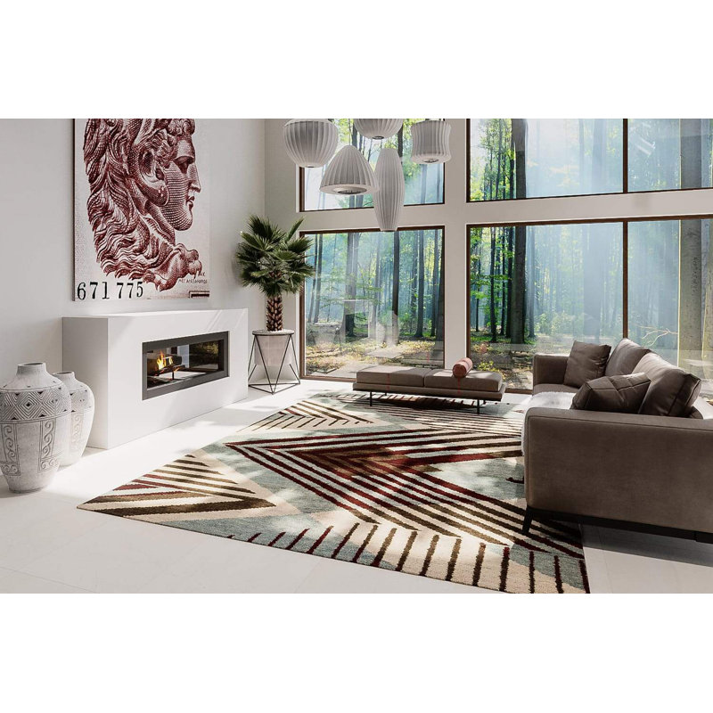 Astrid Hand Woven Wool Geometric Area Rug, Rectangle 5'6" x 8'6"