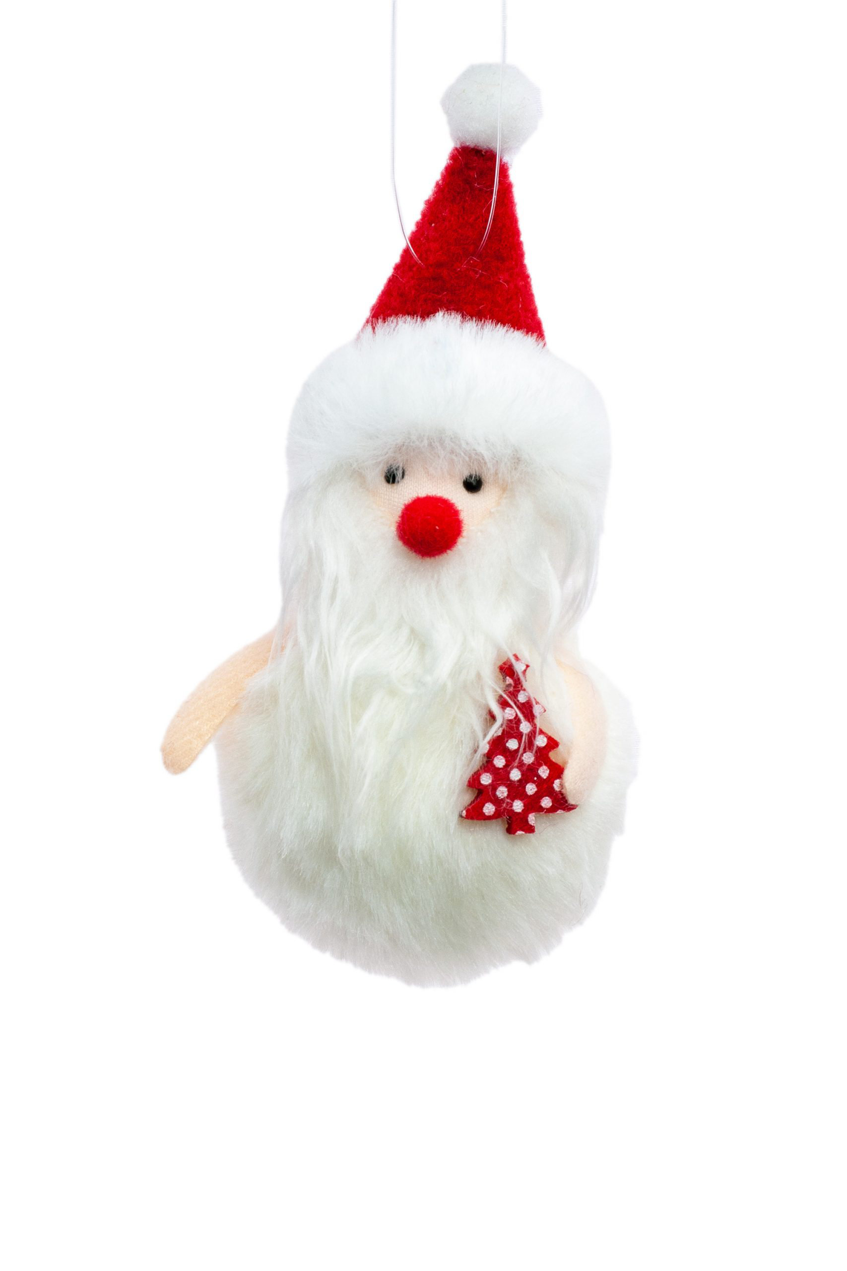 Starlight Collection White Hanging Fuzzy Santa Ornament (Pack Of 10 ...