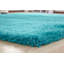 Tapis turquoise à poils longs touffeté à la main Huya-281040771