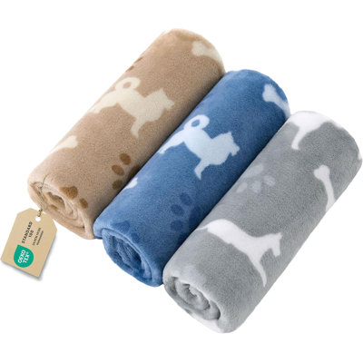 Bedsure 1 Pack 3 Pet Blankets, Super Soft Fluffy Premium Fleece Flannel Portable Throw Dog Blankets for Small Dogs, Printed Cat Puppy Blanket