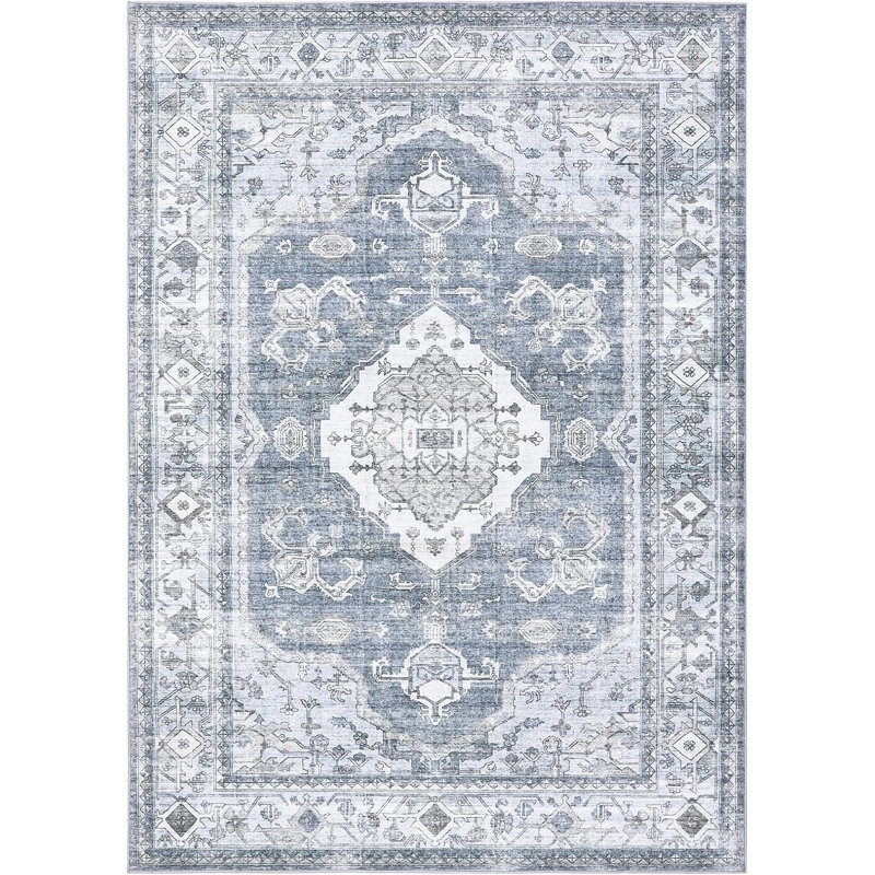 Tapis de couloir 2 x 6 - Tapis lavable à la machine, à poils courts, antidérapant, motif floral Boho pour le salon, la chambre à coucher, la salle de lavage, la cuisine, gris