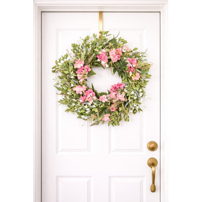 26" Artificial Farmhouse Spring Summer Berry Greenery Foliage Hydrangea Floral Wreath For Front Door