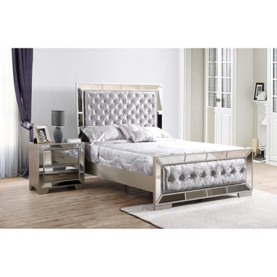 Classy Silver Champagne Queen-size Bed - Made With Solid Wood & For A Tranquil Bedroom Retreat Stylish Queen Comfortable Sanctuary