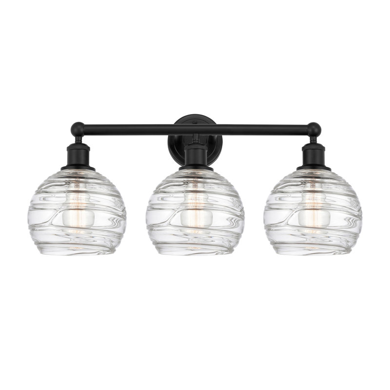 Éclairage de salle de bain 3 lumières à intensité variable Essex, Noir mat, Transparent