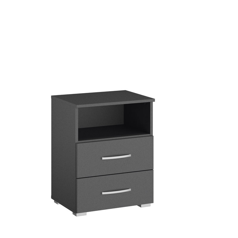 Aditio 2 Drawer Bedside Table, Metallic Grey