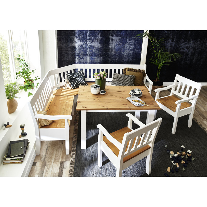 Pine Solid Wood Dining Table, White/Brown, 78cm H x 120cm L x 78cm W