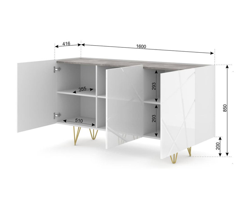 Karratha 160cm Sideboard, White