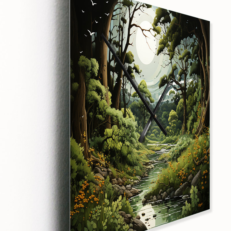 Horloge murale moderne Forest Whispering Woods Pastoral I, H 32 po x l 16 po x P 1 po