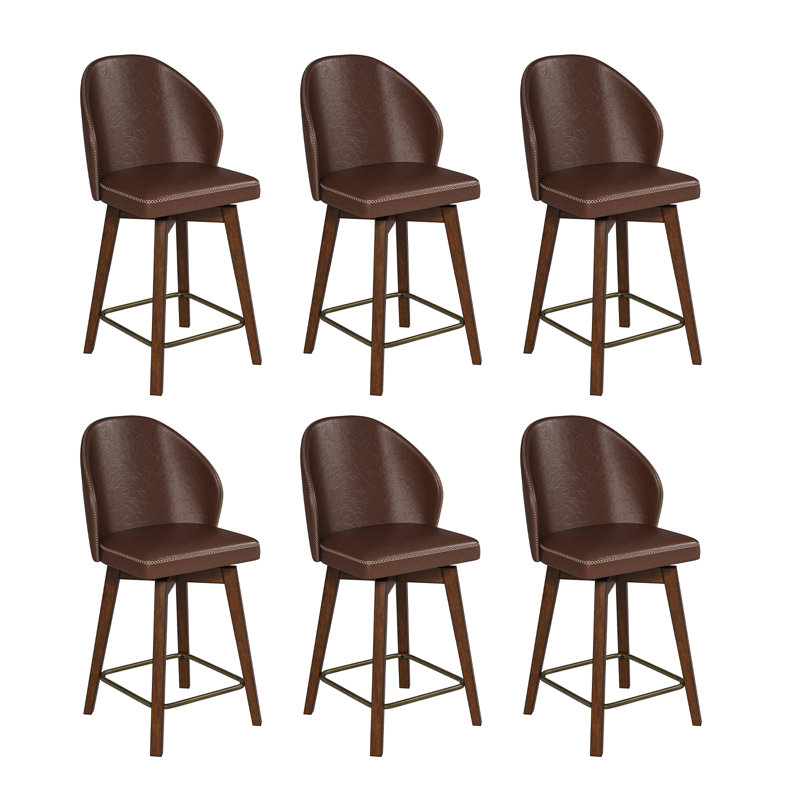 Tabouret pivotant en cuir Marithza, 6, Brown