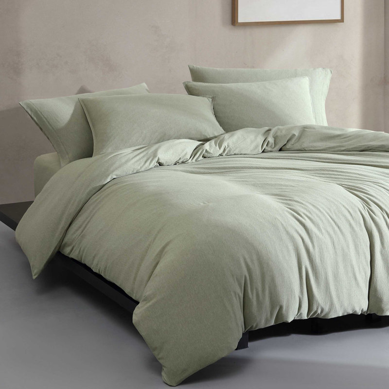 Ensemble d'édredon en mélange de coton, Édredon pour lit simple TG + 1 taie décorative, Vert