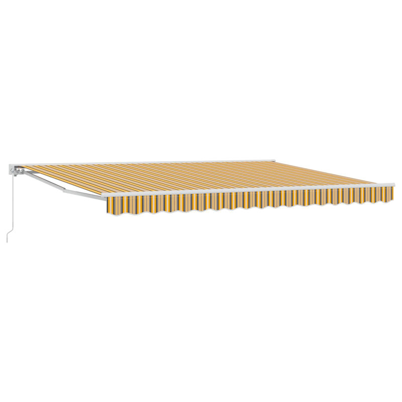 VidaXL Retractable, Yellow/Grey/White Striped, 400cm W x 350cm D