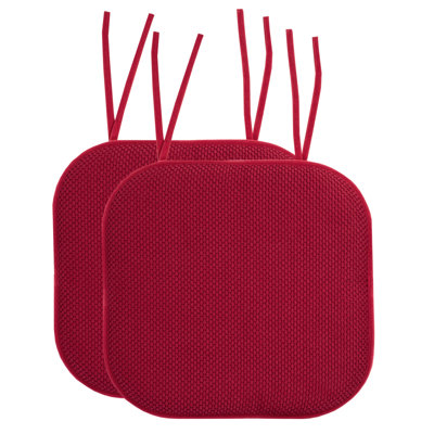 Honeycomb Memory Foam Non-Slip 16" x 16" Chair Cushion Pad with Ties