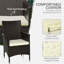 Outsunny 2 Pieces Outdoor PE Rattan Dining Chairs Set Cushion Coffee