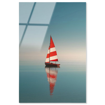 «Red Sail Serenity», reproduction côtière sur toile par Notoriart, 20 x 30