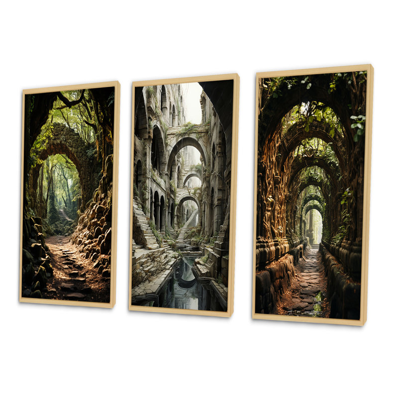 Green Green Tunnel Enchanted Forest Earthy - ensemble de 3 pièces, Encadré naturel, H 20 po x l 36 po