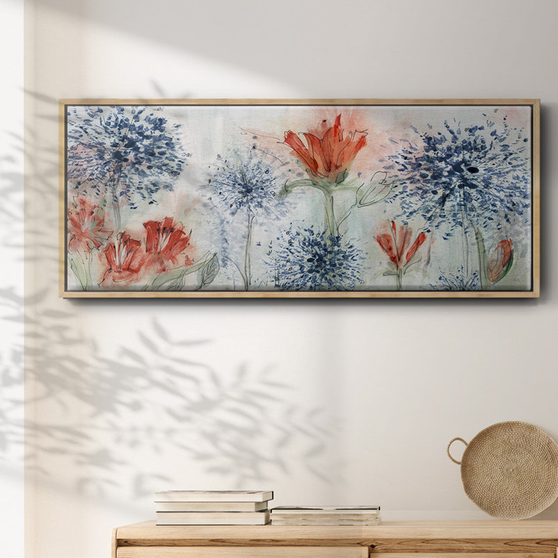 Tiger Lily Field- Framed Canvas, 20" H x 50" W