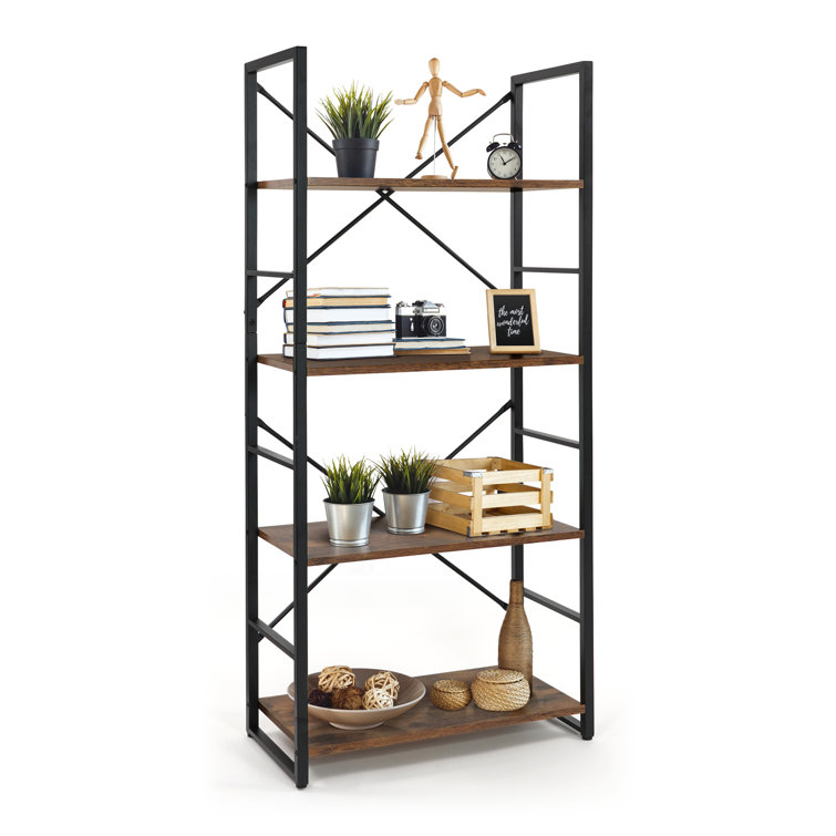 5 Tier Bookshelf, Tall Bookcase Shelf Storage Organizer, Vintage