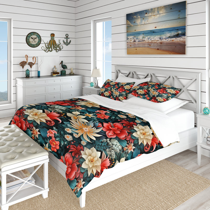 Literie à motif tropical Oceanic Gardens II, Housse de couette simple + 1 taie décorative stan