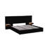Lit plateforme en velours noir très grand avec 2 tablettes, lampes et - élégant lit de chambre à coucher, construction stable, rangement en dessous avec rangement, conception moderne port, structure,-129957180
