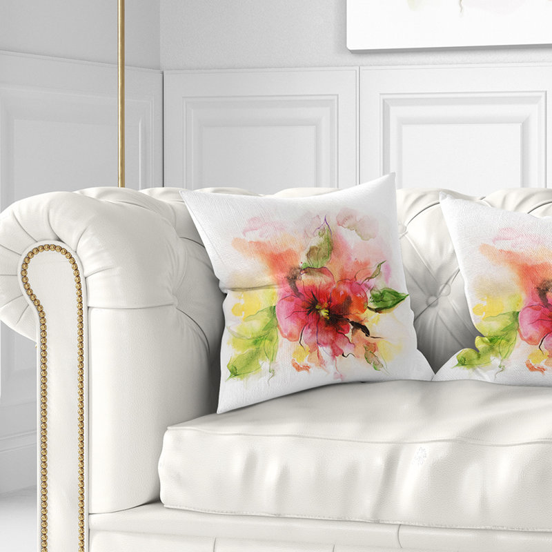 Motif floral rose et rouge - coussin à imprimé floral, 16 po x 1 po, Coussin décoratif