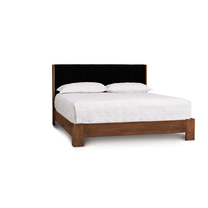Ladonna Upholstered Platform Bed, Natural Walnut, California King, Microsuede Onyx