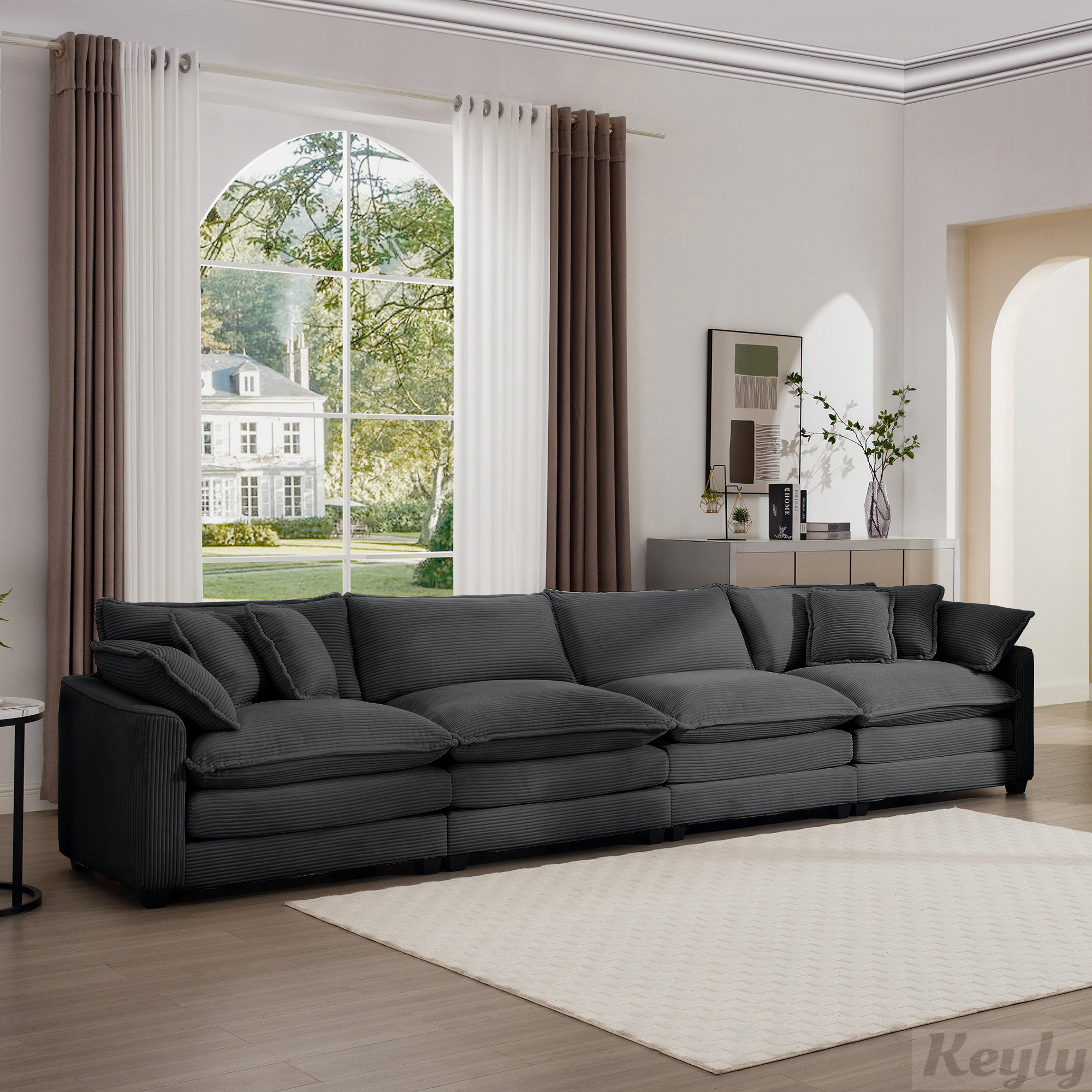 Keyly inc Upholstered 4 Seater Corduroy Fabric Sofa | Wayfair