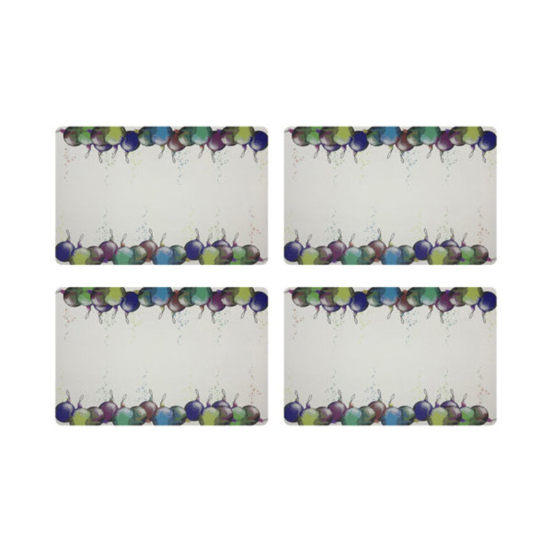 Xmas Vegan Leather Rectangle Placemats, White
