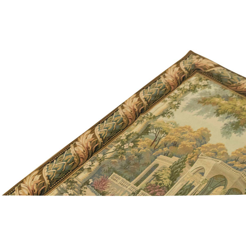 Tapis rectangulaire en laine beige / vert 4 pi x 5 pi