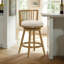 Tabouret de bar en bois d'hévéa à hauteur de comptoir ou de bar avec siège en tissu Drumrankin - ensemble de 2-1569338197-1569338193-1569338192