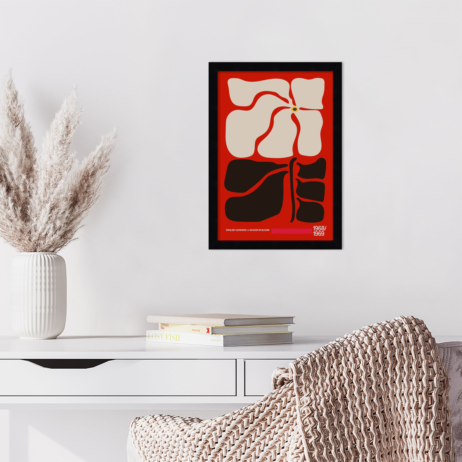 English Gardens Red by Frances Collett, 17" H x 12" W x 1" D, Black
