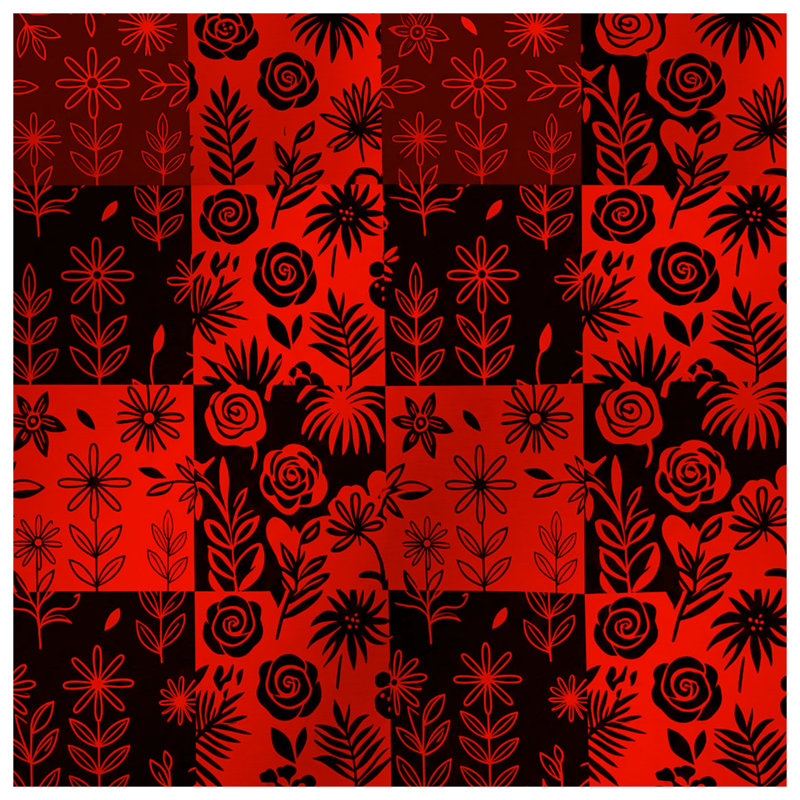 Red Black Floral Pattern Comforter, Twin Extra Long