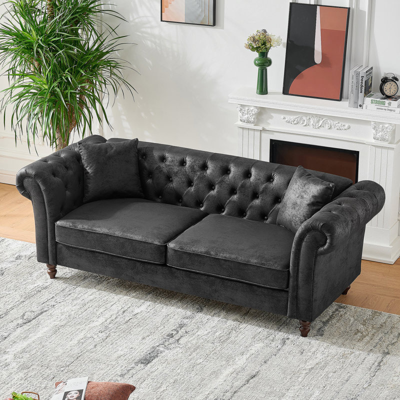 Canapé Chesterfield en tissu 3 + 2 places, accoudoirs roulés High-Tech, canapé Mid-Century moderne pour salon, bureau, appartement