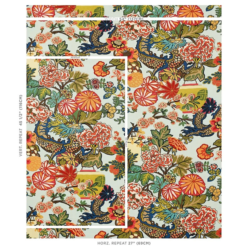 Tissu du dragon de Tchang Maï, Aigue-marine