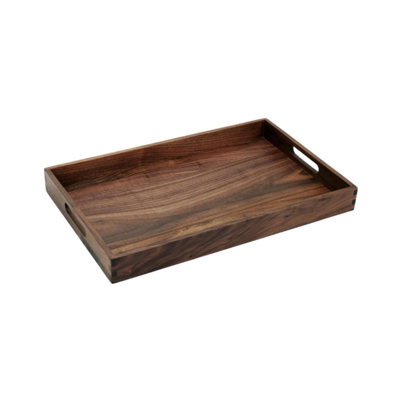 20 X 12.5 Inch Medium Rectangular Brown Walnut Wood Breakfast Tray