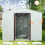 Abri de jardin en métal de 1,83 m x 1,52 m avec base, blanc - Construction en acier galvanisé, panneaux ventilés, porte coulissante avec serrure, instructions de montage faciles, construction robuste en fer pour l'extérieur, revêtement, aérations perforées.