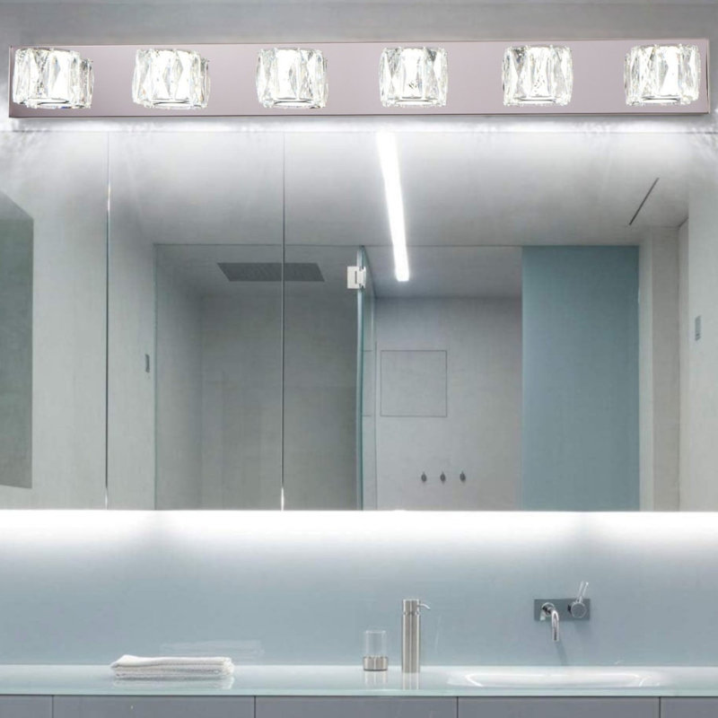 Luminaire de salle de bain en cristal à intensité variable, 6 lumières