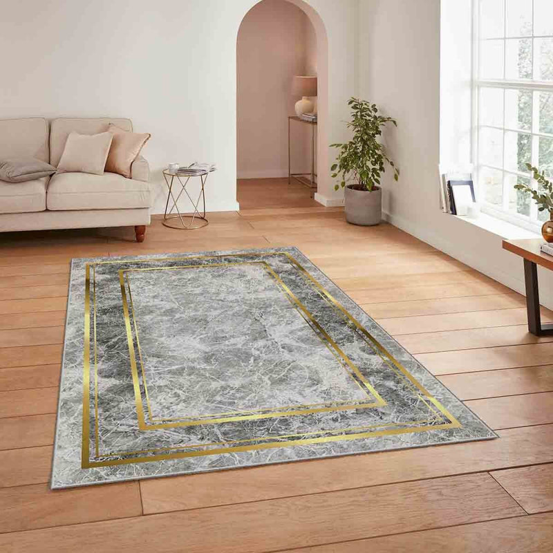 Premium Woven Carpet, 4 ft x 6 ft, 100% Polyester, 740 g/m² | Non-Slip Felt Dot Underside, Machine Washable at 86°F, Low Pile Height: 0.2 in | Digital Print Design, Easy to Clean & Maintain, Ideal for Living Room & Office