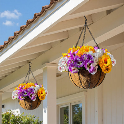 20.8" Artificial Hanging Plants with Basket For Outdoor Artificial Flower Porch Patio Yard Decor