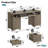 Luing 59''Fluted Executive Desks with File and Storage Drawers , Computer Writing Desk with Keyboard Tray, Home Office Desks with Cable Management and 2 Open Compartments-1033999543