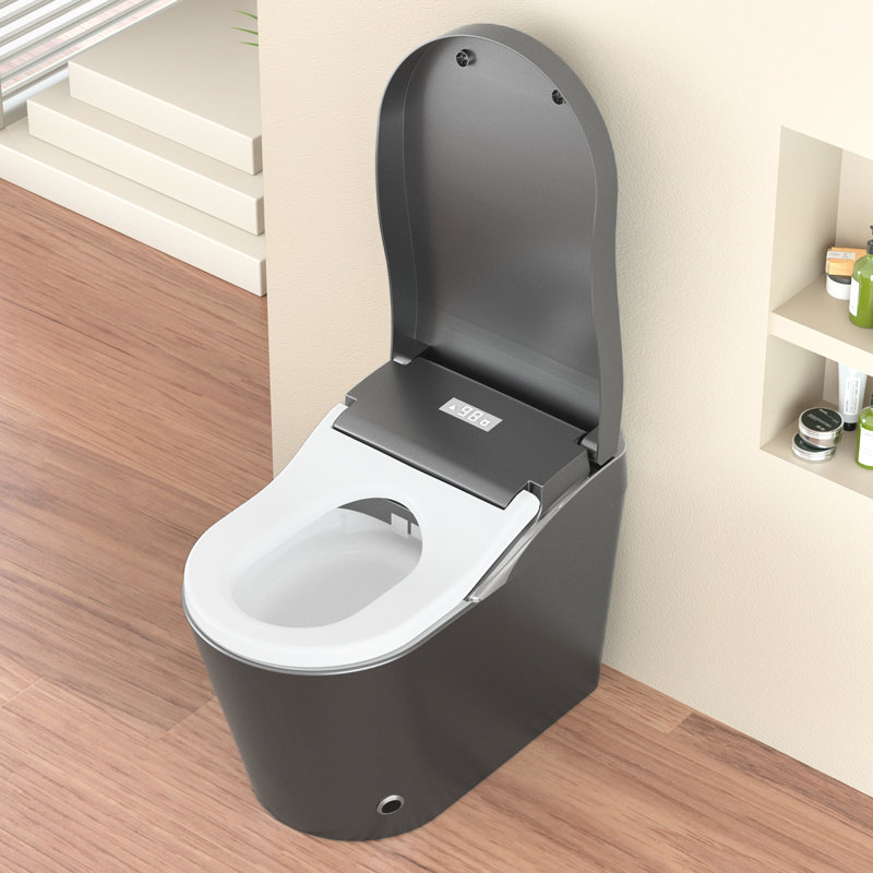 Modern Bidet Toilet With Auto Open/Close, Flush, Heated Seat, Warm Water Wash, Foam Function, And Adjustable Nozzle Positions - Grey, Contemporary Design Smart Automatic Open Close, Built In