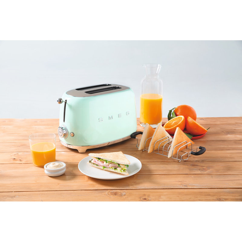 Smeg TSF01 50's Style Retro Two Slice Toaster, Pastel Green