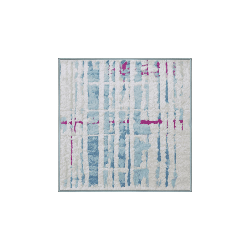 Tapis bleu lavable à la machine, Carré 6 pi