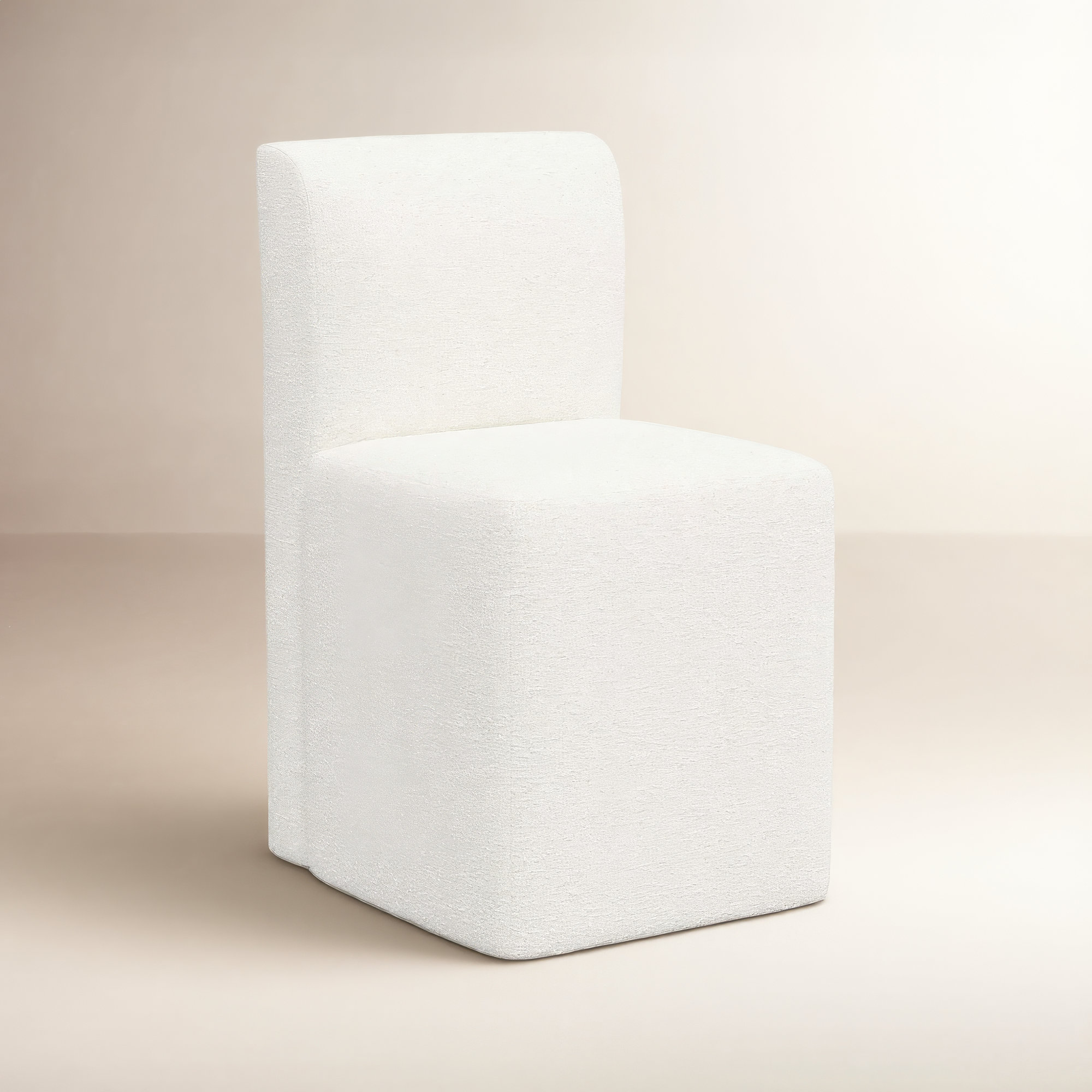 Mendy Upholstered Parsons Chair, Classic Snow Boucle