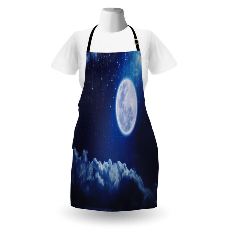 Tablier East Urban Home Moon, cuisine de jardinage, taille adulte, bleu indigo / blanc