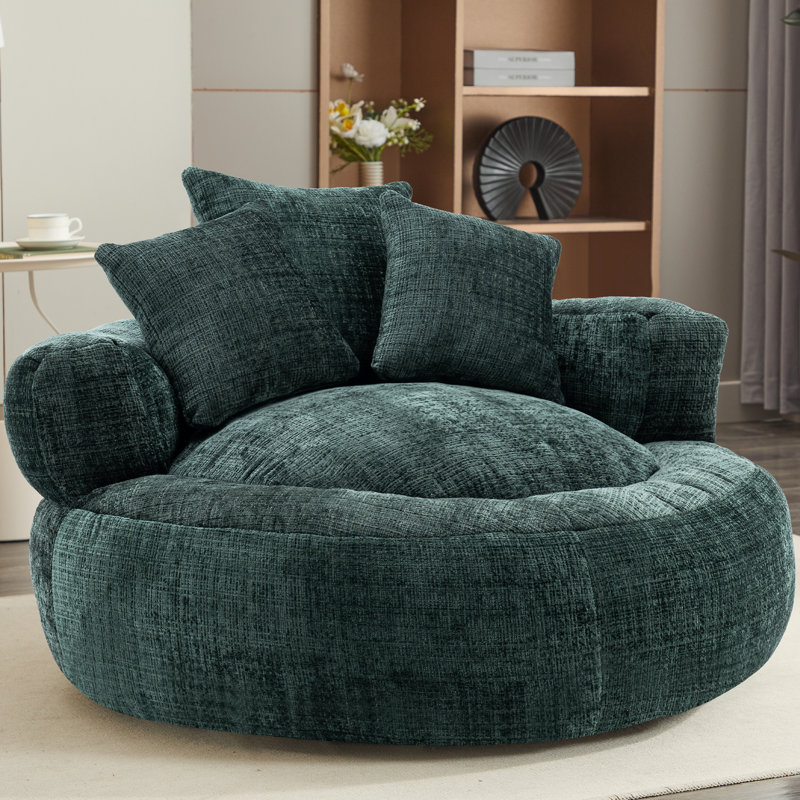 Corduroy Lazy Sofa Bean Bag – Compressed Pack Floor Leisure Chair, Dark Green