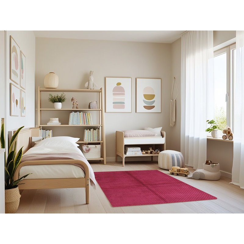 Tapis de zone rose contemporaine, Rectangle 3 pi x 5 pi