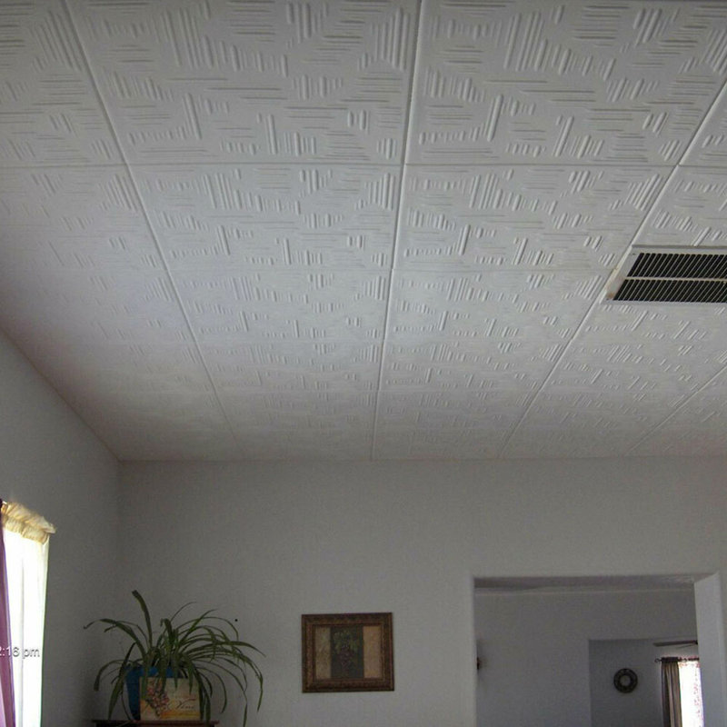 Country Wheat 1.6 ft. x 1.6 ft. Polystyrene Glue-up Ceiling Tile, Plain White