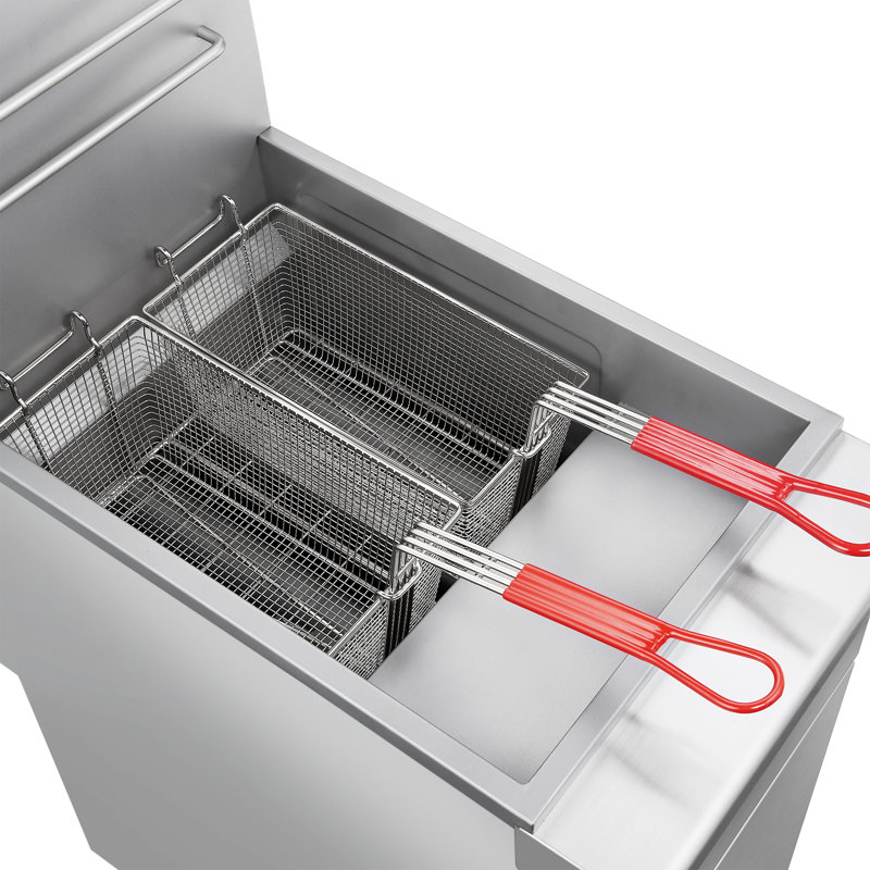 FORNO Commerciale Propane Gas Deep Fryer, 3 Burners 90,000 BTU, 40 lbs Oil Capacity, Liquid Propane