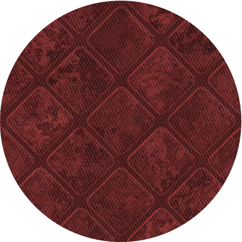 Tapis géométrique rouge foncé, Rond 4 pi